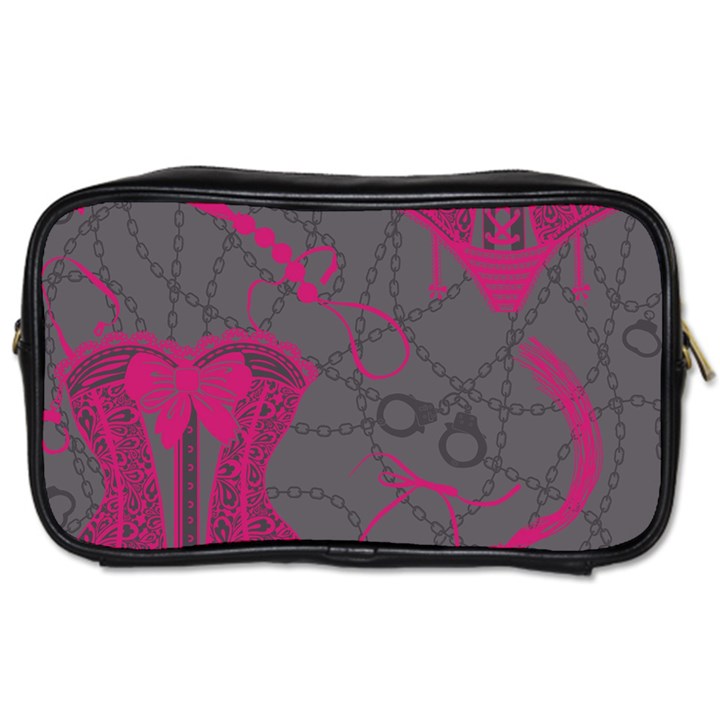 Pink Black Handcuffs Key Iron Love Grey Mask Sexy Toiletries Bags 2-Side