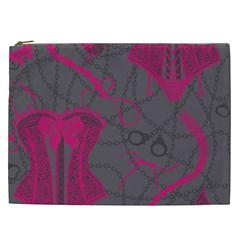 Pink Black Handcuffs Key Iron Love Grey Mask Sexy Cosmetic Bag (xxl) 