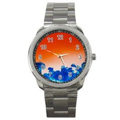 Simulate Weather Fronts Smoke Blue Orange Sport Metal Watch by Mariart