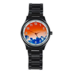 Simulate Weather Fronts Smoke Blue Orange Stainless Steel Round Watch by Mariart