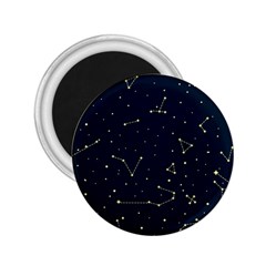 Star Zodiak Space Circle Sky Line Light Blue Yellow 2 25  Magnets