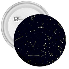 Star Zodiak Space Circle Sky Line Light Blue Yellow 3  Buttons