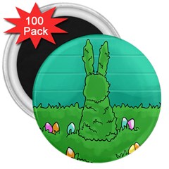 Rabbit Easter Green Blue Egg 3  Magnets (100 Pack)