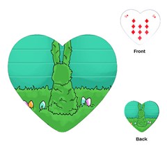 Rabbit Easter Green Blue Egg Playing Cards (heart) 