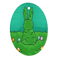 Rabbit Easter Green Blue Egg Oval Ornament (two Sides)