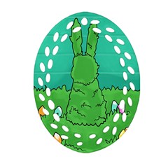 Rabbit Easter Green Blue Egg Ornament (oval Filigree)