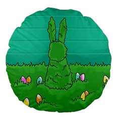 Rabbit Easter Green Blue Egg Large 18  Premium Flano Round Cushions by Mariart