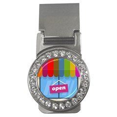 Store Open Color Rainbow Glass Orange Red Blue Brown Green Pink Money Clips (cz) 