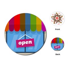 Store Open Color Rainbow Glass Orange Red Blue Brown Green Pink Playing Cards (round) 