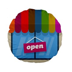 Store Open Color Rainbow Glass Orange Red Blue Brown Green Pink Standard 15  Premium Flano Round Cushions