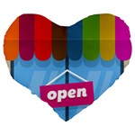Store Open Color Rainbow Glass Orange Red Blue Brown Green Pink Large 19  Premium Flano Heart Shape Cushions Back