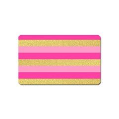Pink Line Gold Red Horizontal Magnet (name Card)