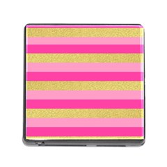 Pink Line Gold Red Horizontal Memory Card Reader (square) by Mariart