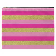 Pink Line Gold Red Horizontal Cosmetic Bag (xxxl) 