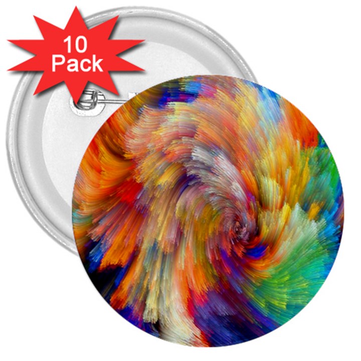 Rainbow Color Splash 3  Buttons (10 pack) 