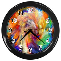 Rainbow Color Splash Wall Clocks (Black)