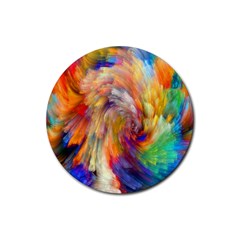 Rainbow Color Splash Rubber Coaster (Round) 