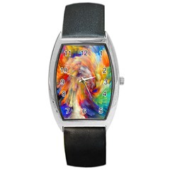 Rainbow Color Splash Barrel Style Metal Watch by Mariart