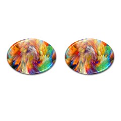 Rainbow Color Splash Cufflinks (Oval)