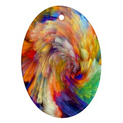 Rainbow Color Splash Oval Ornament (Two Sides)