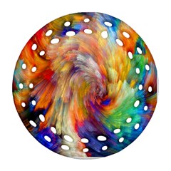 Rainbow Color Splash Ornament (Round Filigree)