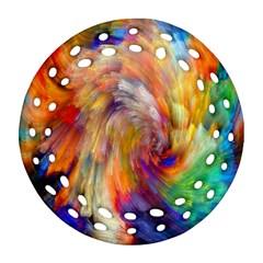 Rainbow Color Splash Round Filigree Ornament (Two Sides)