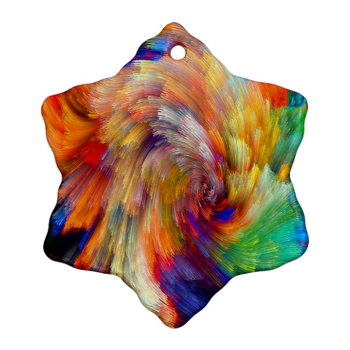Rainbow Color Splash Snowflake Ornament (Two Sides)