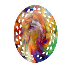 Rainbow Color Splash Oval Filigree Ornament (Two Sides)