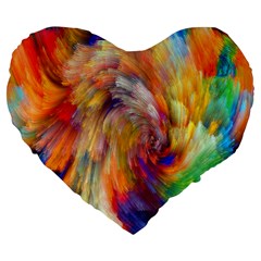 Rainbow Color Splash Large 19  Premium Heart Shape Cushions