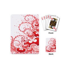 Love Heart Butterfly Pink Leaf Flower Playing Cards (mini) 