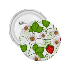 Strawberry Fruit Leaf Flower Floral Star Green Red White 2 25  Buttons