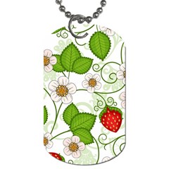 Strawberry Fruit Leaf Flower Floral Star Green Red White Dog Tag (one Side) by Mariart