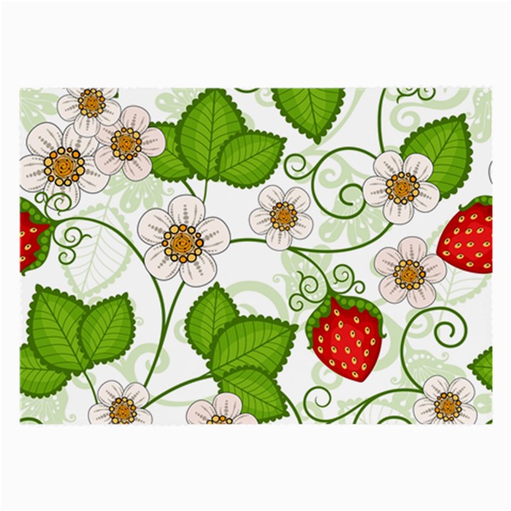 Strawberry Fruit Leaf Flower Floral Star Green Red White Large Glasses Cloth (2-Side)