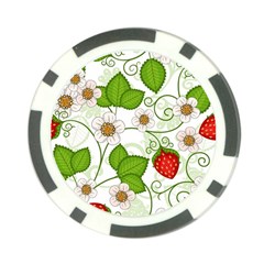 Strawberry Fruit Leaf Flower Floral Star Green Red White Poker Chip Card Guard