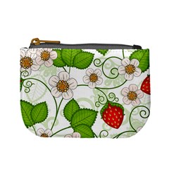 Strawberry Fruit Leaf Flower Floral Star Green Red White Mini Coin Purses