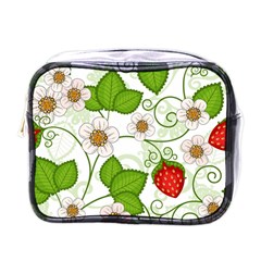 Strawberry Fruit Leaf Flower Floral Star Green Red White Mini Toiletries Bags by Mariart