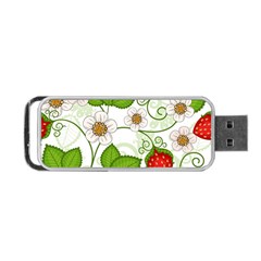 Strawberry Fruit Leaf Flower Floral Star Green Red White Portable Usb Flash (two Sides) by Mariart