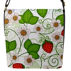 Strawberry Fruit Leaf Flower Floral Star Green Red White Flap Messenger Bag (s) by Mariart