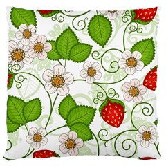 Strawberry Fruit Leaf Flower Floral Star Green Red White Standard Flano Cushion Case (two Sides) by Mariart