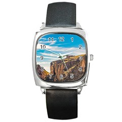 Rocky Mountains Patagonia Landscape   Santa Cruz   Argentina Square Metal Watch