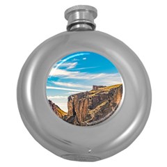 Rocky Mountains Patagonia Landscape   Santa Cruz   Argentina Round Hip Flask (5 Oz) by dflcprints