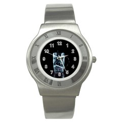 Glass Water Liquid Background Stainless Steel Watch