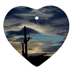 Cactus Sunset Heart Ornament (two Sides)