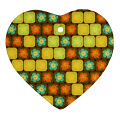 Random Hibiscus Pattern Heart Ornament (two Sides) by linceazul