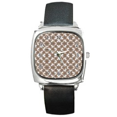 Stylized Leaves Floral Collage Square Metal Watch by dflcprints