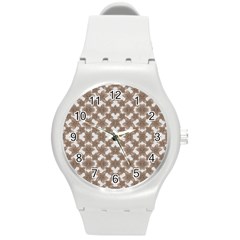 Stylized Leaves Floral Collage Round Plastic Sport Watch (m) by dflcprints