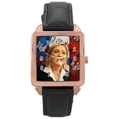 Marine Le Pen Rose Gold Leather Watch  by Valentinaart