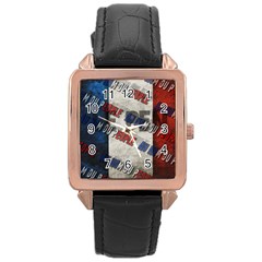 Marine Le Pen Rose Gold Leather Watch  by Valentinaart