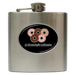 Five Donuts In One Minute  Hip Flask (6 Oz) by Valentinaart