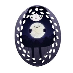 Moon Oval Filigree Ornament (two Sides)